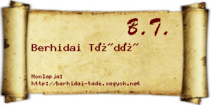 Berhidai Tádé névjegykártya